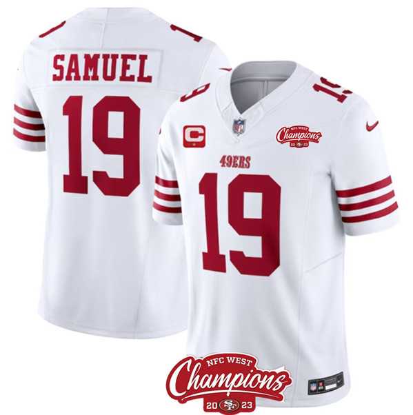 Men & Women & Youth San Francisco 49ers #19 Deebo Samuel White 2023 F.U.S.E. With 1-star C Ptach And NFC West Champions Patch Stitched Jersey->san francisco 49ers->NFL Jersey